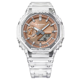 CASIO卡西歐 G-SHOCK 2100 系列 GA-2100BM-7A5 八角形半透明雙顯腕錶 玫瑰金45.4mm