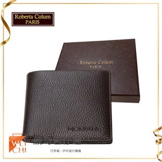 【Roberta Colum諾貝達】男用皮夾 短夾 專櫃皮夾 進口軟牛皮短夾(咖啡色24002)【威奇包仔通】