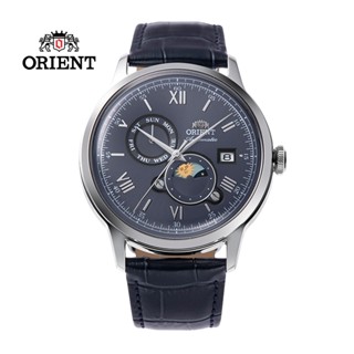 ORIENT 東方錶 SUN & MOON系列 羅馬數字日月相錶 皮帶款 藍色 RA-AK0806L