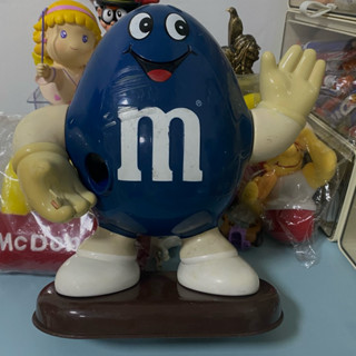 M&M’s巧克力橢圓軌道藍色糖果機mms 企業娃娃企業寶寶企業商標收藏早期懷舊復古柑仔店玩偶玩具大同寶寶存錢桶存錢筒