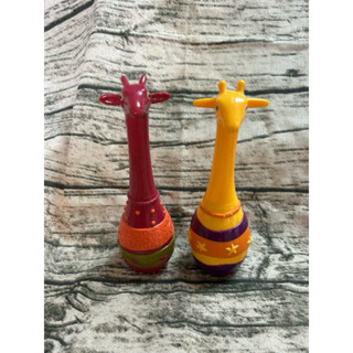 二手玩具-美國B.Toys長頸鹿感統玩具搖鈴一組