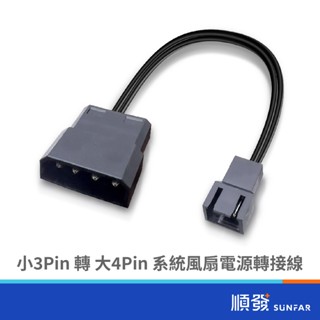 順發 小3Pin 轉 大4Pin 系統風扇電源轉接線