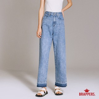 BRAPPERS 女款 Boy friend系列-高腰天絲棉直筒褲-淺雪花藍