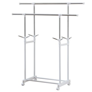 RICHOME 小蝸牛不鏽鋼雙桿伸縮衣架 I-R-HA007-白【DIY組裝商品】【家樂福】