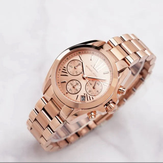 Michael Kors MK 羅馬假期三眼計時手錶-玫瑰金(MK5799)