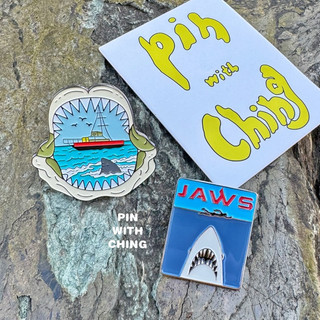 美國驚悚電影 大白鯊Jaws 金屬胸針