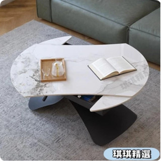 【訂製】客廳桌 巖板茶几 圓茶几 升降茶幾餐桌兩用一體式巖闆客廳傢用小戶型可變圓桌多功能茶幾桌CHN