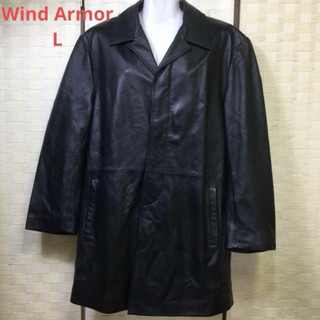 Wind Armor 小羊皮排扣拉鍊翻領大衣 長板外套夾克 皮衣
