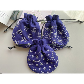 手工成品類 Lara手作🌟現貨🌟手工刺子繡 束口袋 收納袋