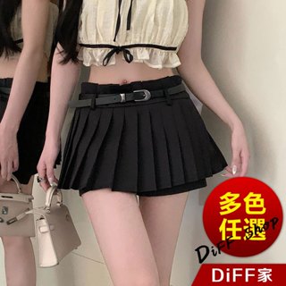 【DIFF】韓版高腰短褲裙 內有安全褲 附皮帶 百褶裙 半身裙 褲褲 短裙 短褲 褲子 女裝 裙子【P374】