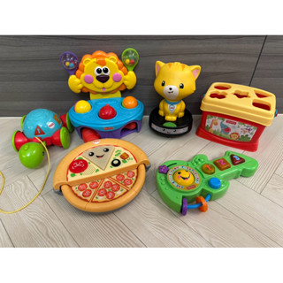 二手 Fisher price 費雪 啟蒙盒 積木盒 多功能披薩 音樂吉他 獅子敲敲樂 手拉烏龜