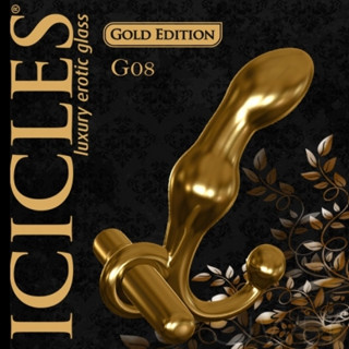 ●送清潔粉●美國進口PIPEDREAM．ICICLES冰晶玻璃奢華金系列-前列腺G點震動按摩棒-G08