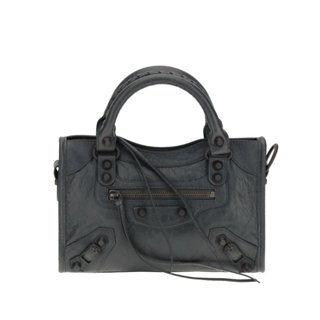 【Balenciaga 巴黎世家】Le City Mini 迷你 羊皮 手提包 肩揹包 斜揹包 機車包 灰色