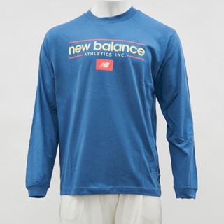 New Balance 男款 藍色 薄長袖 復古 圓領 Logo 上衣 運動 休閒 長袖 MT51926SET