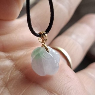 天然緬甸淡冰春彩翡翠18k金山竹水果吊墜！小小吊墜