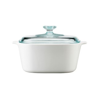 【康寧 Corningware】純白系列 方型康寧鍋3L