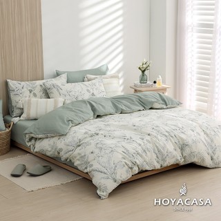 HOYACASA 精梳棉兩用被床包組 (天絲入棉30%)｜綠意花萱｜(單人/雙人/加)