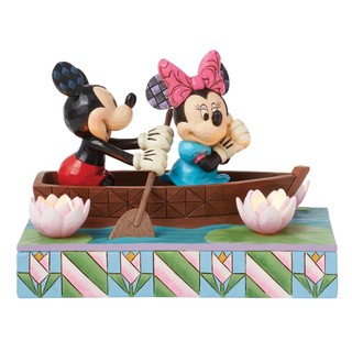 Enesco精品雕塑 Disney 迪士尼 米奇和米妮蓮花池划船居家擺飾（附燈）EN42732