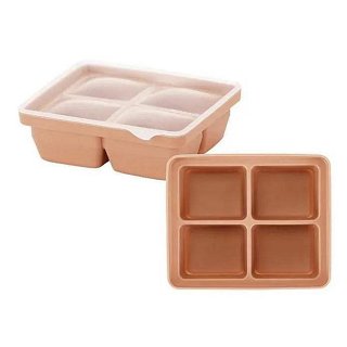 韓國MOYUUM白金矽膠副食品分裝盒4格(MMUM1064437南瓜橘) 390元