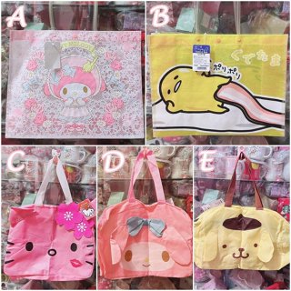 ♥小玫瑰日本精品♥絕版現貨 Hello Kitty 美樂蒂 布丁狗 蛋黃哥 防水提袋 購物袋 收納提袋 摺疊旅行袋 ~8