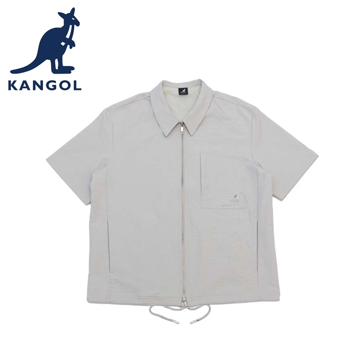 KANGOL 英國袋鼠 拉鍊襯衫外套 短袖上衣 65258470 中性 襯衫 外套 淺灰 深灰