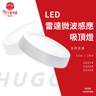 【TOYAMA 特亞馬】現貨❗️LED 雷達微波感應吸頂燈 12W 18W 感應吸頂燈 車道燈 走道燈 超薄明裝LED燈