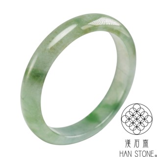 【漢石齋】天然翡翠A貨 手鐲玉鐲 冰種飄花帶黃翡(手圍17.9/版寬11.5mm)
