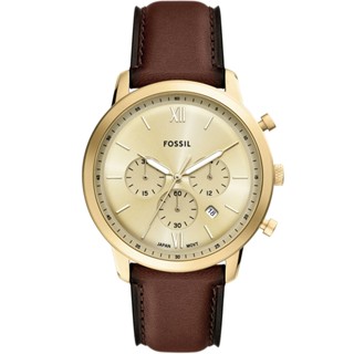 FOSSIL Neutra 復古紳士計時手錶 送禮首選-咖啡x金/44mm FS6113