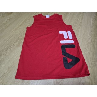 fila 大童 運動背心 無袖 上衣 背心 紅 大logo M 10