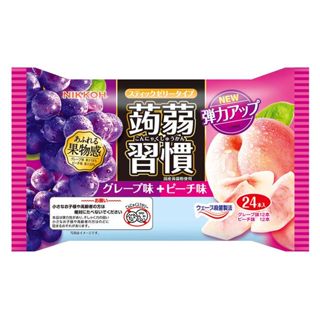 【東洋果子店】《果凍》日幸蒟蒻習慣果凍條-水蜜桃&葡萄(312g)(24本入)．4902155024411．日本原裝進口