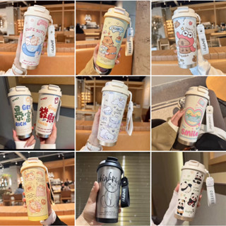 💕百盛商行💕 550毫升 陶瓷保溫杯 雙飲咖啡杯 咖啡杯 鈴蘭花玫瑰咖啡杯 316 不銹鋼保溫杯 316咖啡杯