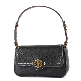 TORY BURCH FELIX 荔枝紋翻蓋肩背/斜背二用包-黑色/迷你款【美國正品現貨】