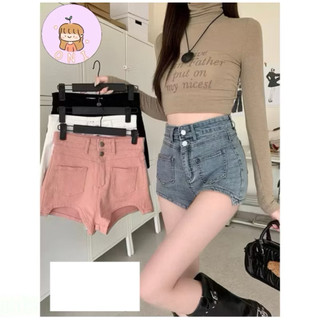 《ONI韓系服飾》 3921(Ay )（果）高腰口袋圓弧造型牛仔短褲 高腰褲 短褲 牛仔短褲 牛仔褲 其他短褲 女裝