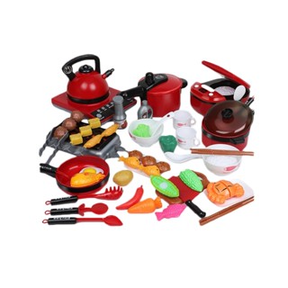 【Hi-toys】模擬多功能聲光廚房玩具59PCS套組/餐廚烹飪燒烤家家酒玩具