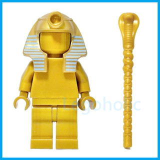 LEGO 樂高 珍珠金 法老雕像 含手持蛇杖 全新品, 埃及 法老 金字塔 法老帽 木乃伊 素色人偶