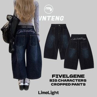 ☆LimeLight☆ FIVELGENE 背後刺繡 拼接 彎刀褲 牛仔褲 美式復古 七分褲 廣州連線 FIV-018