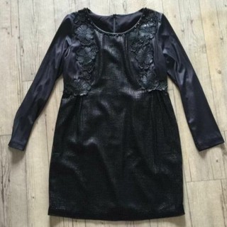 【萬元禮服特賣區】大尺碼L黑色仿皮長袖洋裝禮服喜宴宴會婚禮伴娘派對洋裝包臀洋包臀裙連衣裙連身裙