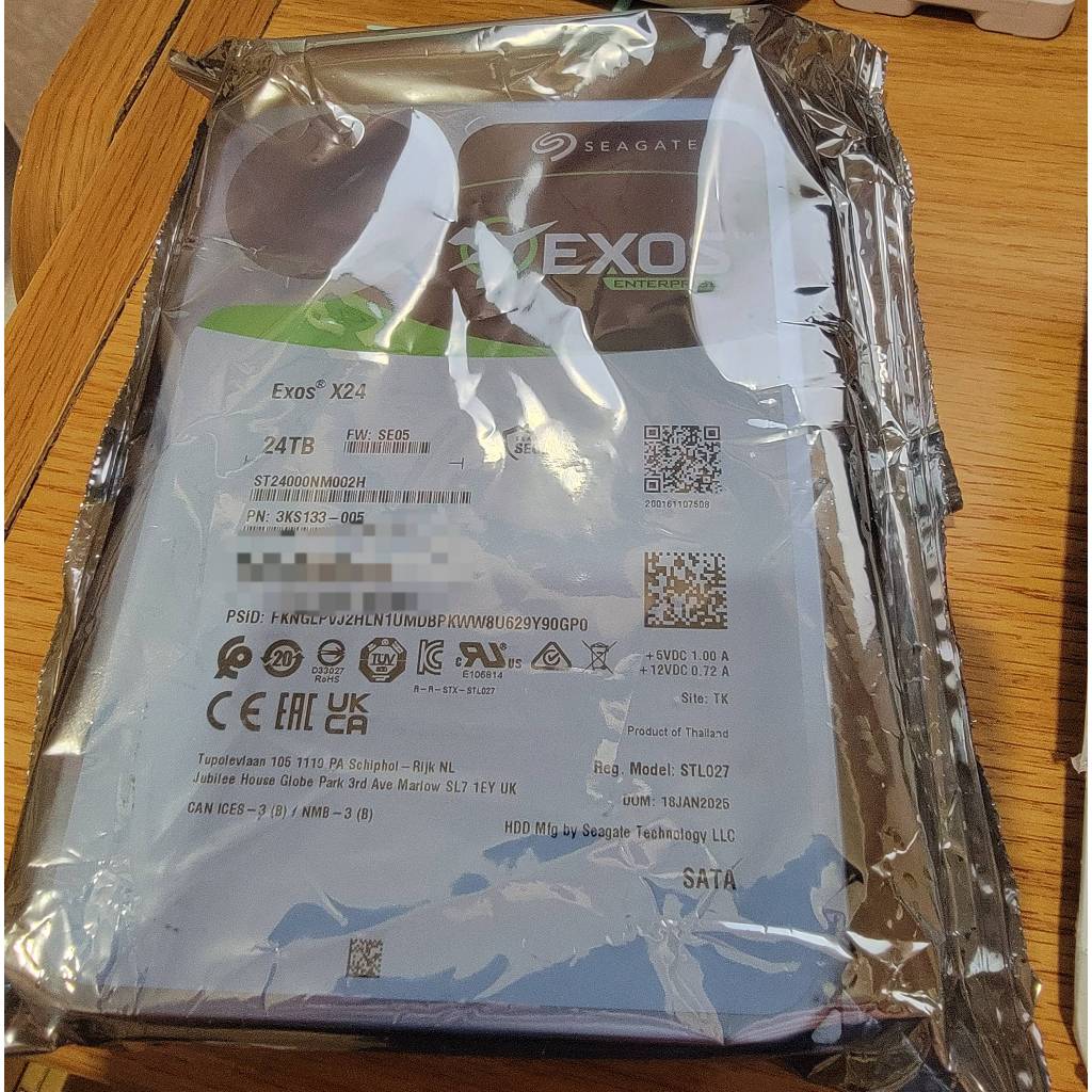 希捷Exos X24 24TB 企業碟 ST24000NM002H 購買一年內剛RMA回來 無盒