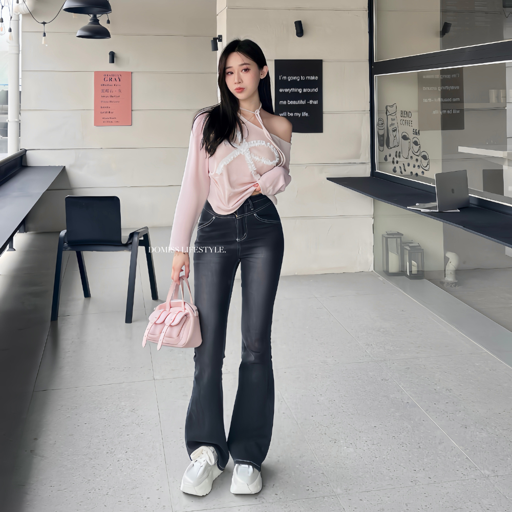 【店長推薦】DOMISS碳黑喇叭牛仔褲-2色 喇叭褲 (現+預)