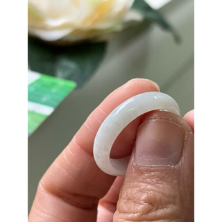 內徑20，國際戒圍18，H858，玉到愛，細糯白翡翡翠戒指（戒圈），附陸證，完美無紋裂！！保證緬甸玉A貨翡翠