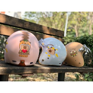 📣卡比巴拉📣 臺南WS騎士用品 NIKKO N 401 卡比漢堡包 水豚君 復古帽 情侶帽 泡泡鏡 NIKKO安全帽