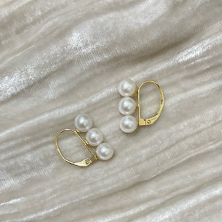 現貨精品手作G18K黃金天然淡水AK正圓強光珍珠群鑲精品耳環耳扣