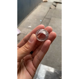 極品 藏品 玻璃種雪花棉 如意戒指 寬版 指環