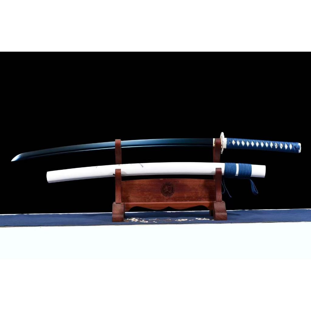 【廠家直銷】炫彩藍武士打刀《藝伎》武士刀 太刀 Katana 居合道 打刀 長劍 寶劍 硬劍 收藏擺件 龍泉刀劍 未開刃