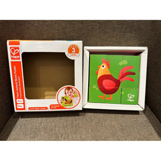 二手 德國Hape 9.5成新 木製方塊動物拼圖 六種動物