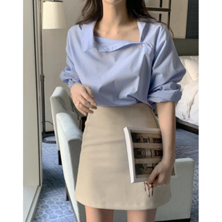【ʟɪᴏɴɴ現貨】韓系藍色條紋長袖上衣 女生襯衫 女生上衣 女裝 春天女裝 春秋女裝 秋天女裝 春秋裝 韓國女裝