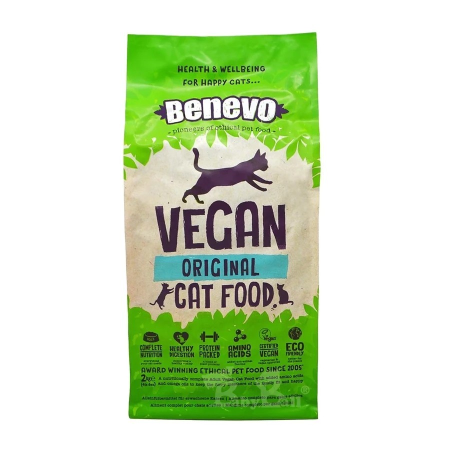 英國Benevo機能性純素貓飼料2kg 頂級素食貓糧 Vegan 含植物源牛磺酸 螺旋藻 營養配方