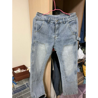 日系復古水洗牛仔長褲