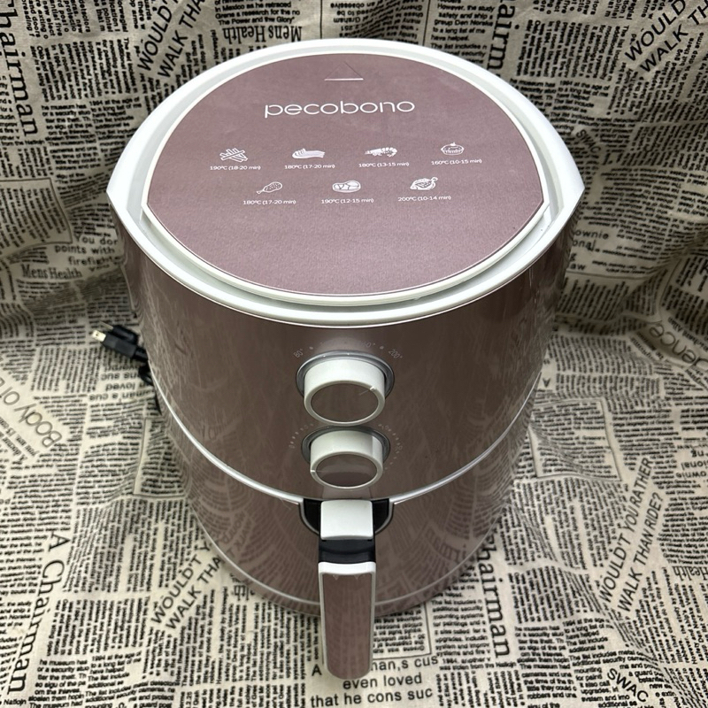 二手日本品牌Pecobono未來株式會社健康油切氣炸鍋 (玫瑰金）AF-A05MO03/5L大容量氣炸鍋/渦流熱流氣炸鍋
