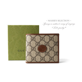 GUCCI 咖啡色老花 短夾 咖啡色 GG 卡夾 零錢包 古馳 古馳短夾 古馳 雙G 皮標 皮夾 LX